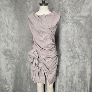 Bombyx M Moore Drape Sheath Dress Cotton Modal Grey 6 Contemporary Modern Unique